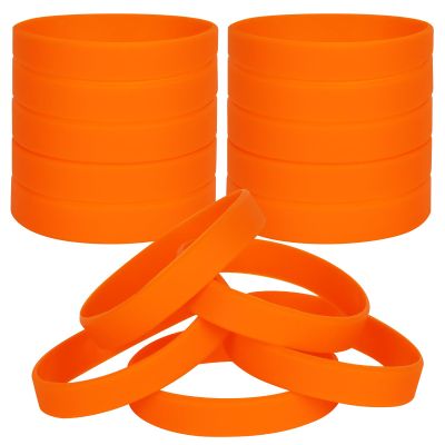LVNRIDS 100 PCS Silicone Bracelets Wristbands for kid, Sports Rubber Elastic Wristband Bracelet for Party Decorations Favors Set Pack Orange