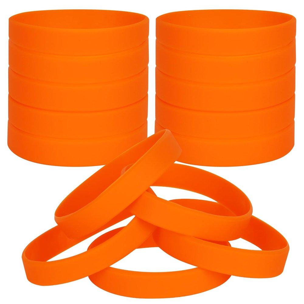 LVNRIDS 100 PCS Silicone Bracelets Wristbands for kid, Sports Rubber Elastic Wristband Bracelet for Party Decorations Favors Set Pack Orange