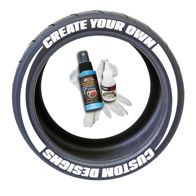 Tire Stickers Tire Flare Design - DIY Permanent Rubber Tire Lettering Kit with Glue & 2oz Bottle Touch-Up Cleaner / 14-16 Inch Wheels / 1.50 Inches/White 16 Pack