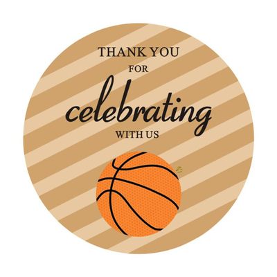 2" Round 50 Pack of Basketball Label Stickers Basketball Party Sticker Labels for Birthday Party Baby Shower Party Favor Decoration