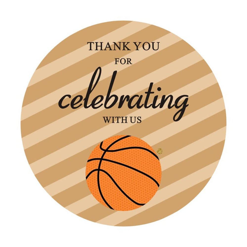 2" Round 50 Pack of Basketball Label Stickers Basketball Party Sticker Labels for Birthday Party Baby Shower Party Favor Decoration