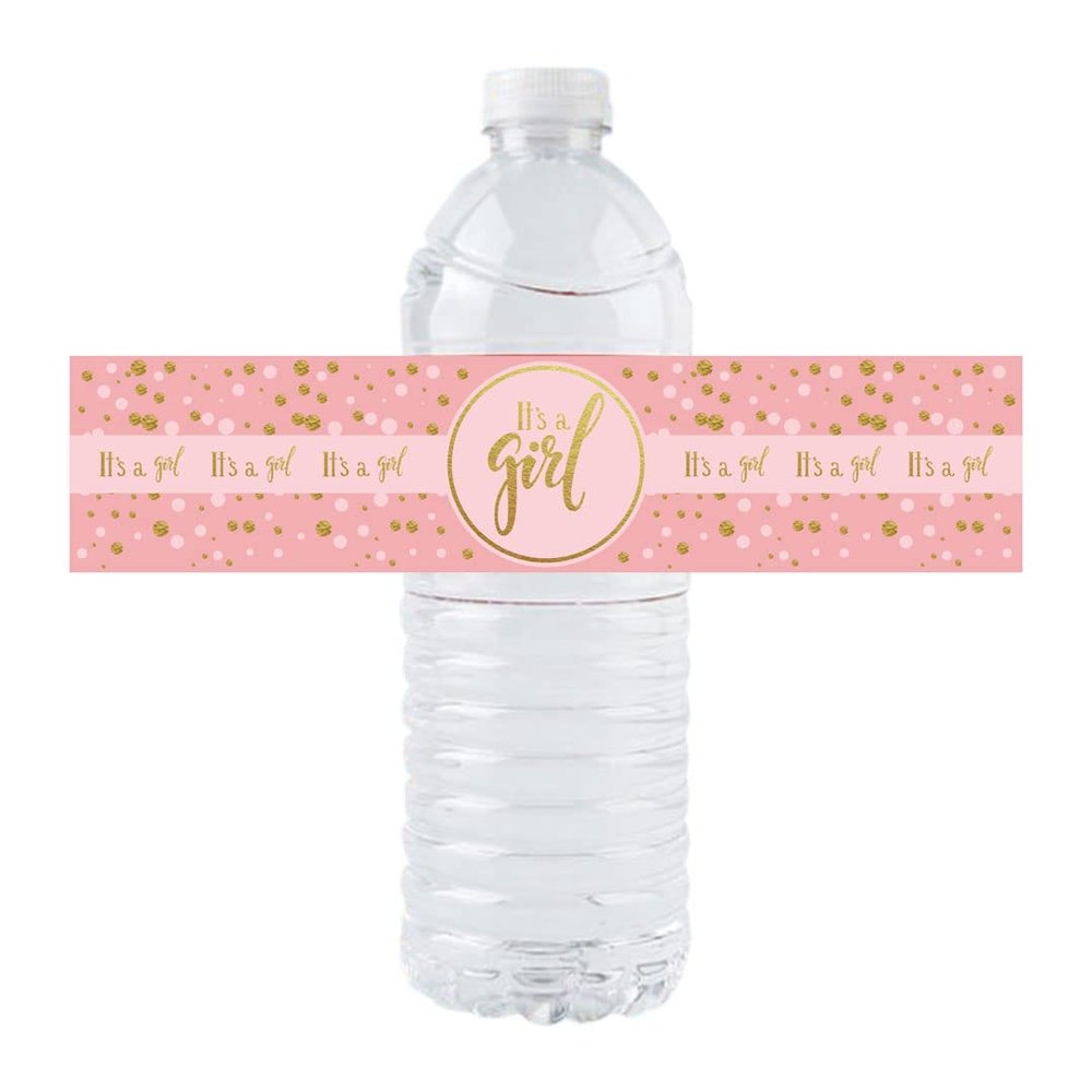 36 Pack of It's a Girl Water Bottle Stickers/It's a Boy Water Bottle Stickers for Baby Shower Party Decoration (Girl)