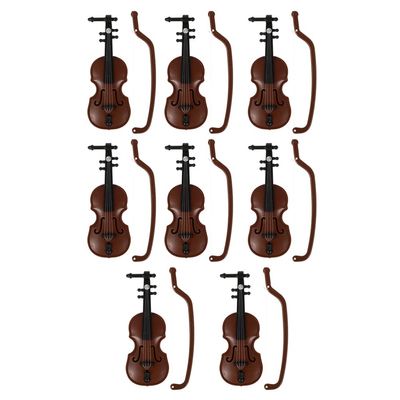 8Pcs 1: 12 Dollhouse Violin Miniature Mini Musical Instrument Collection Mini Figurine Ornaments for Doll House Musical Room