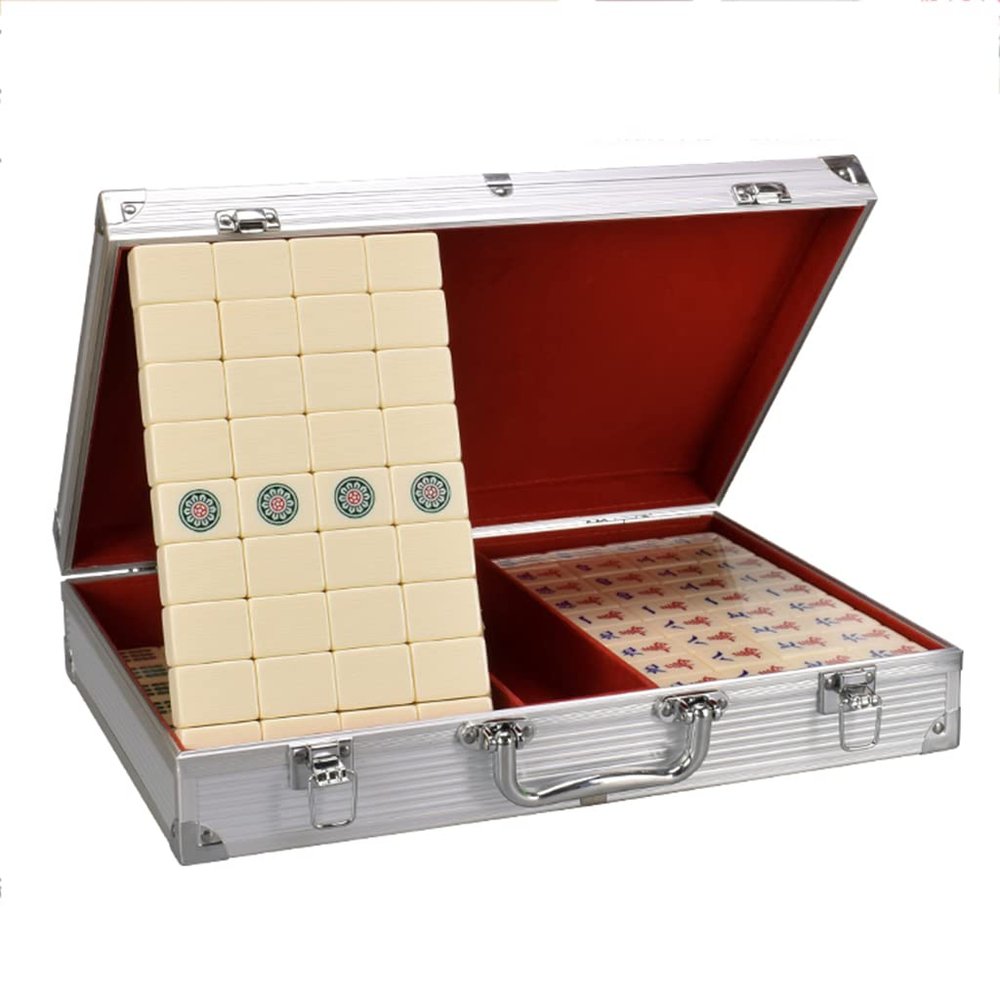 SHATONG Mahjong 1.51'' 144 Melamine Tiles Traditional Mahjong Set Chinese Mahjong Portable Travel Majhong Games Set for Home Party Family,Many Options