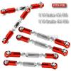 RC Upgrades Part for 1/10 Granite 4X4 Mega550, 1/10 Senton 4X4 Mega550 RC Car,6 Pieces Aluminum Adjustable Turnbuckles Camber Links Toe Link,Hop-Up Part #AR330446 AR330515,Red view 2