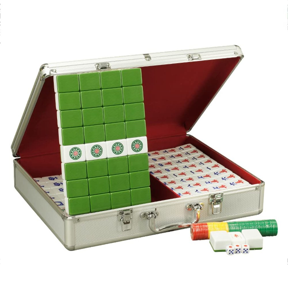SHATONG Mahjong 1.51'' 144 Melamine Tiles Traditional Mahjong Set Chinese Mahjong Portable Travel Majhong Games Set for Home Party Family,Many Options