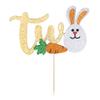 Bekaterea Two Cake Topper,Easter Bunny Cake Topper2nd Birthday Cake Decor,Boys and Girls 2nd Birthday Party Decorations supplies view 2