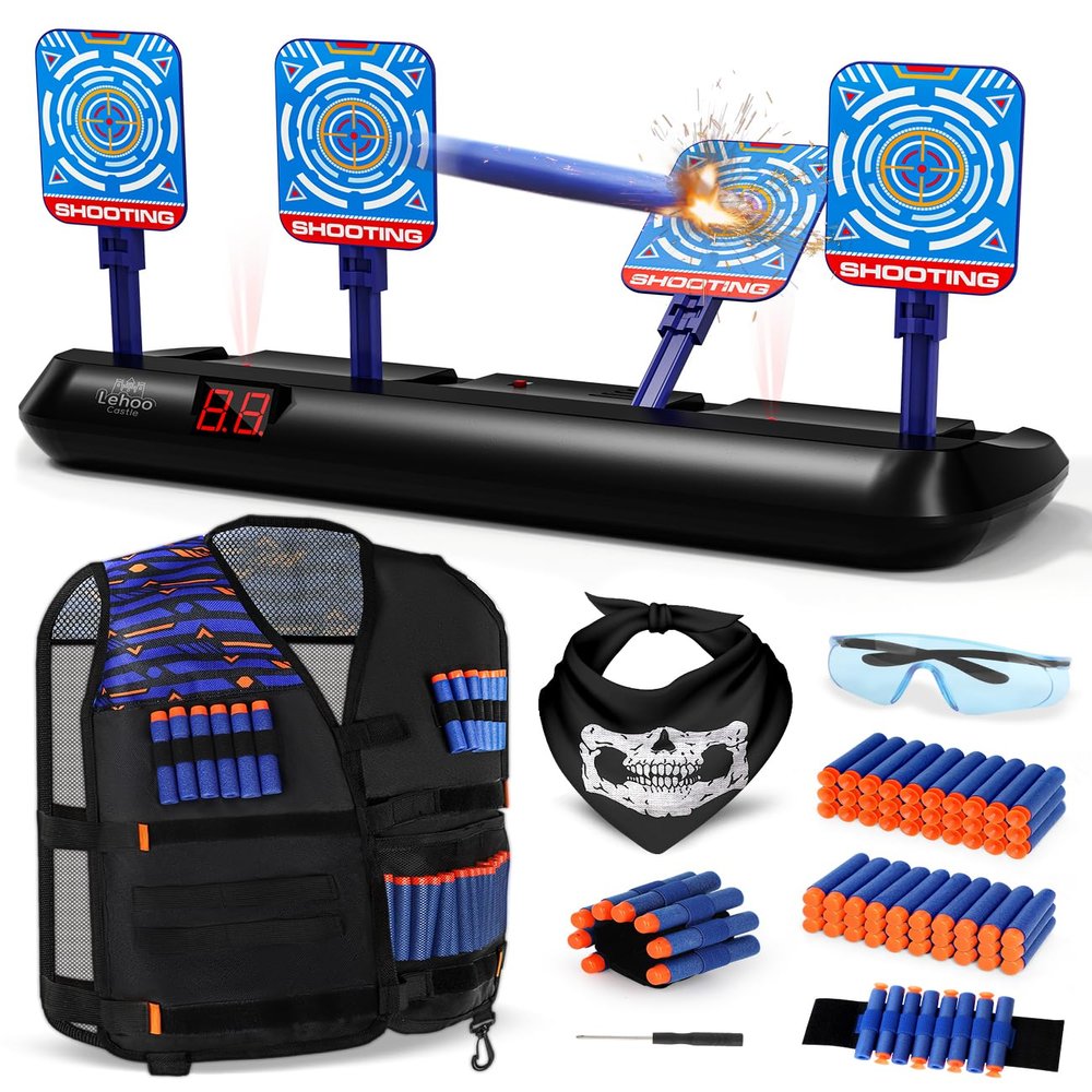 Lehoo Castle Shooting Targets for Nerf Guns, Nerf Targets Vest for Shooting Practice Electronics Shooting Games for Kids, Gift for 3-13 Year Old Boys Girls