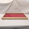 Teca Wooden Display Stand Natural interior in velvet (red in photo) view 3