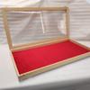 Teca Wooden Display Stand Natural interior in velvet (red in photo) view 4