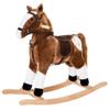 Qaba Kids Rocking Horse Plush Ride On Toy Toddler Rocker for Boys Girls Gifts with Realistic Sounds, Brown view 1