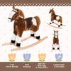 Qaba Kids Rocking Horse Plush Ride On Toy Toddler Rocker for Boys Girls Gifts with Realistic Sounds, Brown view 4