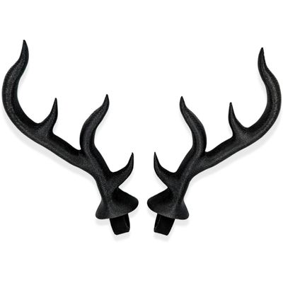 Antler Horns for Headphones, Fantasy Horns in Various Colors with Self Fastener - Cosplay Antlers Ears for Gamers and Streamers (Set of 2) (Sparkle Black)