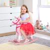 Qaba Kids Rocking Horse Plush Ride On Toy Toddler Rocker for Boys Girls Gifts with Realistic Sounds, Pink view 2