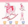 Qaba Kids Rocking Horse Plush Ride On Toy Toddler Rocker for Boys Girls Gifts with Realistic Sounds, Pink view 4