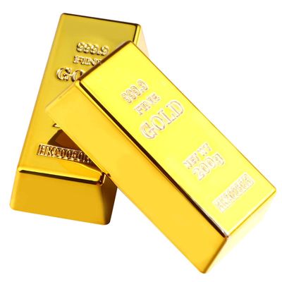 2 Pcs Fake Gold Bar Replica Gold Bar Fake Golden Brick Bullion Plastic Golden Bar Props Novelty Gifts(16.5x7.6x4.8cm)