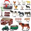 Mini Toy Barn Farm Toys Playset, 66PCS Plastic Farm Animals Figurines and Fence Farm Playset, Farm Figures Farmer Vehicle Toy Truck with Trailer for 3-12 Years Old, Christmas Birthday Gifts for Kids view 3