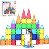 PicassoTiles 63pc Magnetic Tile Building Block Set with 2 Character Figures STEM 3D Construction Educational Toy for Kid Toddlers Boys Girls Age 3 Plus Montessori Learning Playset Creativity Kit PTL63 view 1