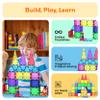 PicassoTiles 63pc Magnetic Tile Building Block Set with 2 Character Figures STEM 3D Construction Educational Toy for Kid Toddlers Boys Girls Age 3 Plus Montessori Learning Playset Creativity Kit PTL63 view 4
