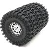 HOBBYSOUL 4pcs RC 1.9 Mud Terrain Tires Super Grip Rock Crawler Truck Soft Tyres 121mm/4.75inch & Aluminium 1.9 Beadlock Wheels Rims Hex 12mm Silver/Black Color view 1