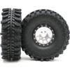 HOBBYSOUL 4pcs RC 1.9 Mud Terrain Tires Super Grip Rock Crawler Truck Soft Tyres 121mm/4.75inch & Aluminium 1.9 Beadlock Wheels Rims Hex 12mm Silver/Black Color view 4