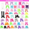 40 PCS Doll Clothes and Outfits - 6 Pants Outfits, 10 Shoes, 15 Makeup Accessories and 9 Tableware Accessories for 11.5 inch Doll Girl Dolls view 4
