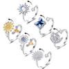 Honsny Fidget Rings for Women, Spinner Fidget Ring Set, Sunflower Butterfly Bee Star Moon Relief Spinning Rings for Adults view 1