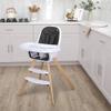 Evolur Zoodle 2-in-1 High Chair for Baby & Toddler  Convertible High Chair to Toddler Chair, Padded Seat, 5-Point Safety Harness, Dual Dishwasher-Safe Trays, Solid Beechwood Legs  Black view 2