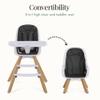 Evolur Zoodle 2-in-1 High Chair for Baby & Toddler  Convertible High Chair to Toddler Chair, Padded Seat, 5-Point Safety Harness, Dual Dishwasher-Safe Trays, Solid Beechwood Legs  Black view 4