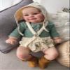 Anano Realistic Newborn Baby Dolls 20 Inch Silicone Baby Lifelike Reborn Baby Dolls That Look Real Reborn Toddler Doll Hand Drawn Hair Doll with Green Outfit view 1