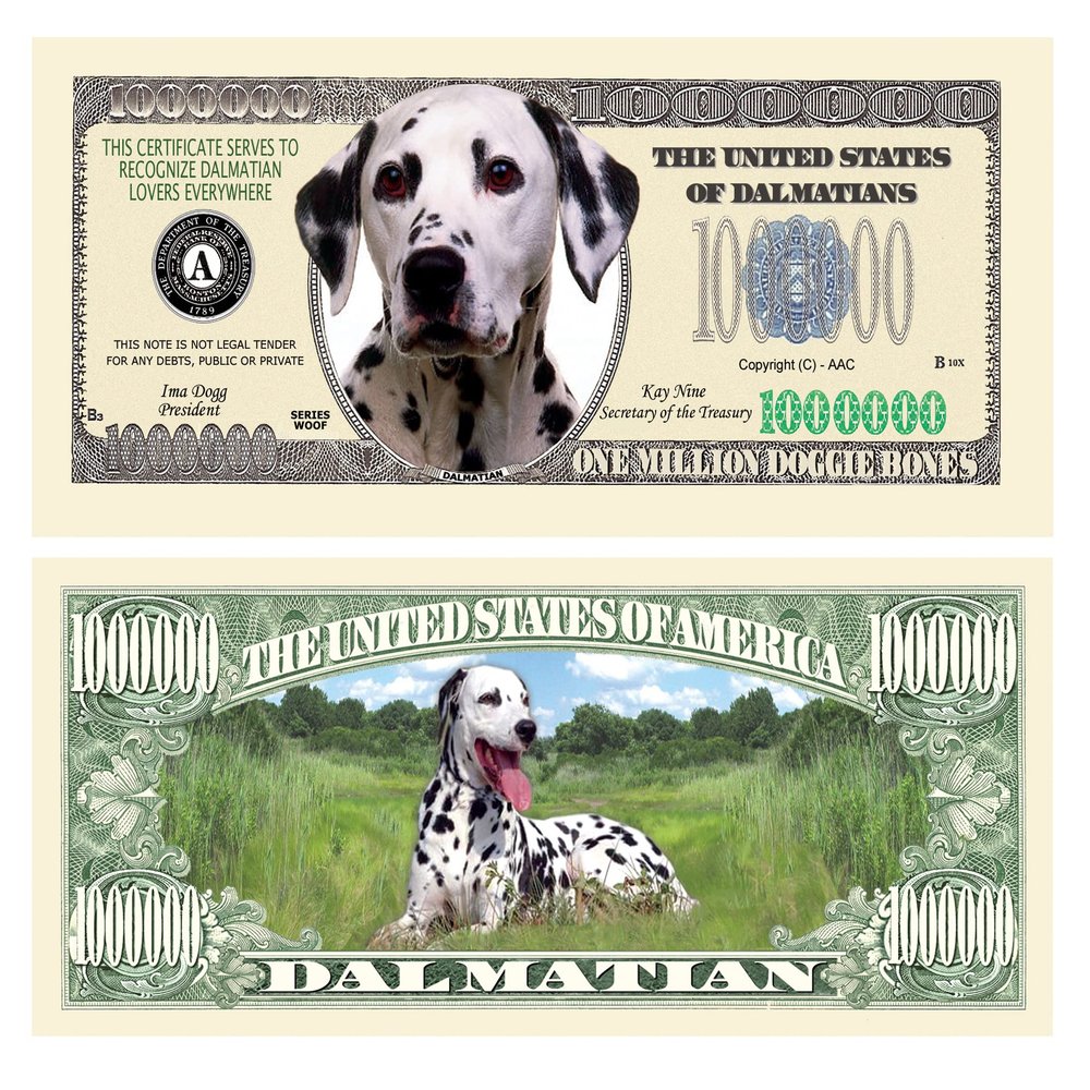 American Art Classics Dalmatian Dog Million Dollar Bill - (Pack of 25) - Best Gift Or Keepsake for Dalmatian Lovers