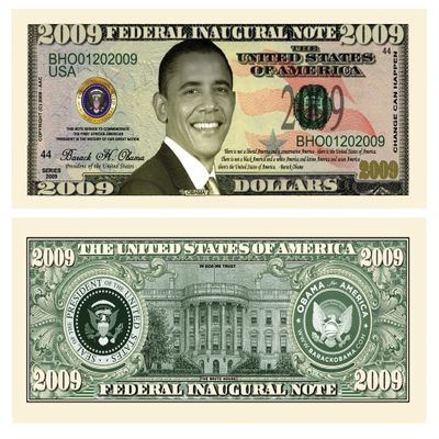 American Art Classics Pack of 25 - Barack Obama 2009 Commemorative Dollar Bill
