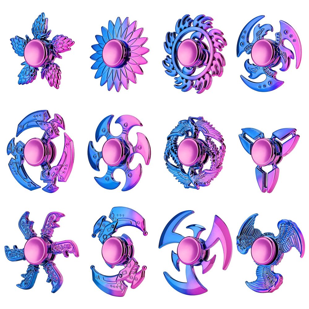 12 Pack Fidget Spinner, Fidget Spinners Bulk Sensory Fidget Toys for Kids and Adults, Stress Relief Toy and Anxiety Reducer, Goodie Bag Fillers Classroom Prizes
