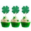 24 PCS Lucky Four Leaf Clover Cupcake Toppers Green Glitter St.Patrick's Day Shamrock Cupcake Picks St Patrick's Day Baby Shower Birthday Party Cake Decorations Supplies view 1
