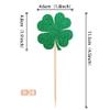 24 PCS Lucky Four Leaf Clover Cupcake Toppers Green Glitter St.Patrick's Day Shamrock Cupcake Picks St Patrick's Day Baby Shower Birthday Party Cake Decorations Supplies view 2