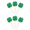 24 PCS Lucky Four Leaf Clover Cupcake Toppers Green Glitter St.Patrick's Day Shamrock Cupcake Picks St Patrick's Day Baby Shower Birthday Party Cake Decorations Supplies view 3