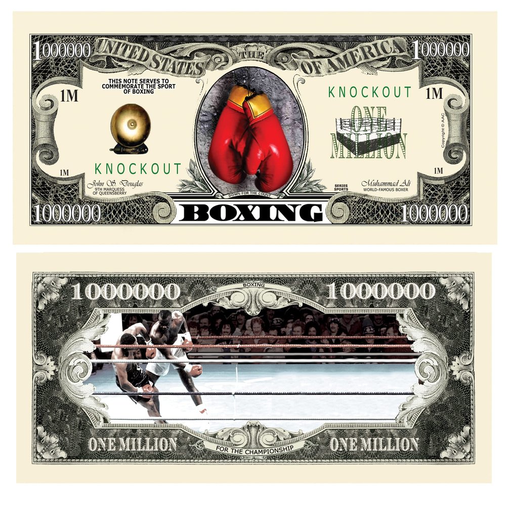 American Art Classics Pack of 100 - Boxing Million Dollar Bill - Best Novelty Keepsake for Boxers and Fans of This Classic Sport