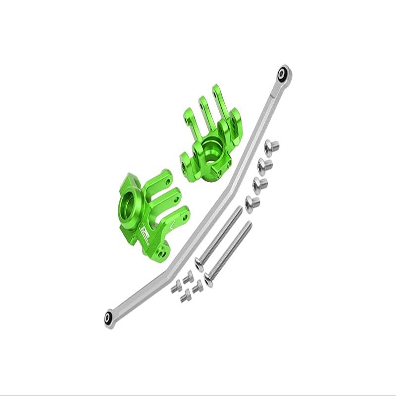 GPM for 1/10 RBX10 RYFT Rock Bouncer AXI03005 Aluminum Front Knuckle ARM with Steering Rod -13PC Set (Green)