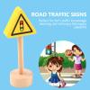 Totority Wooden Road Construction Traffic Sign 50pcs Toy Street Signs Small Toy Cars and Other Diecast Vehicles view 3