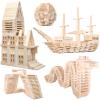 NiToy Wooden Plank Building Blocks 200PCS Sensory Toy for Kids, Montessori STEM Playset with Natural Pine Wood Creative Shapes for Educational Preschool Learning 3D Space Stacking Games for Boys Girls view 1