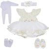Reborn Dolls Clothes 22 inch 55cm for Reborn Baby Girl Clothing 22-23 inch Outfit Accessories 5pcs Reborn Baby Matching Clothes (White Dress) view 1