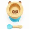 NOVEM OM Suction Bowls for Baby- Bamboo set- LED Weaning Spoons- BPA Free - Toddler bowl and spoon set- Blue view 1