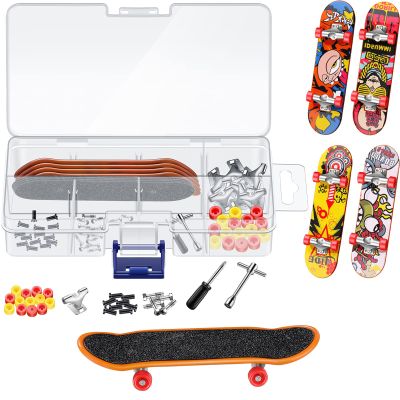 5 Packs DIY Mini Finger Skateboard Fingerboard Kit with Box and Replacement Accessories for Teens Adults Fingertip Movement Novelty Toys