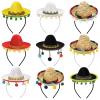 TOPZEA 9 Pack Cinco De Mayo Sombrero Hat, Fabric and Straw Mini Mexican Hats Headband, Birthday Party Decorations Small Festival Hat, Carnival Costume Outfit Fun Photo Props view 1