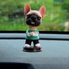 Bobble Head Dog Figurines Head Dog Ornament Realistic Puppy Model Toy for Car Vehicle Home Decoration - Green view 4