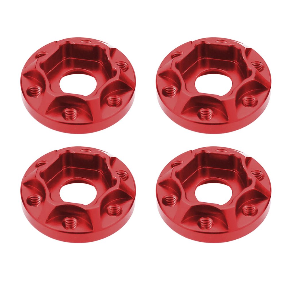kingsea 4Pcs/Set Aluminum Alloy 12mm Hex Wheel Hub adapters Compatible with Axial Scx10 Trx4 1/10 RC Crawler 1.9inch 2.2inch Wheel Rim (Red, 6mm)
