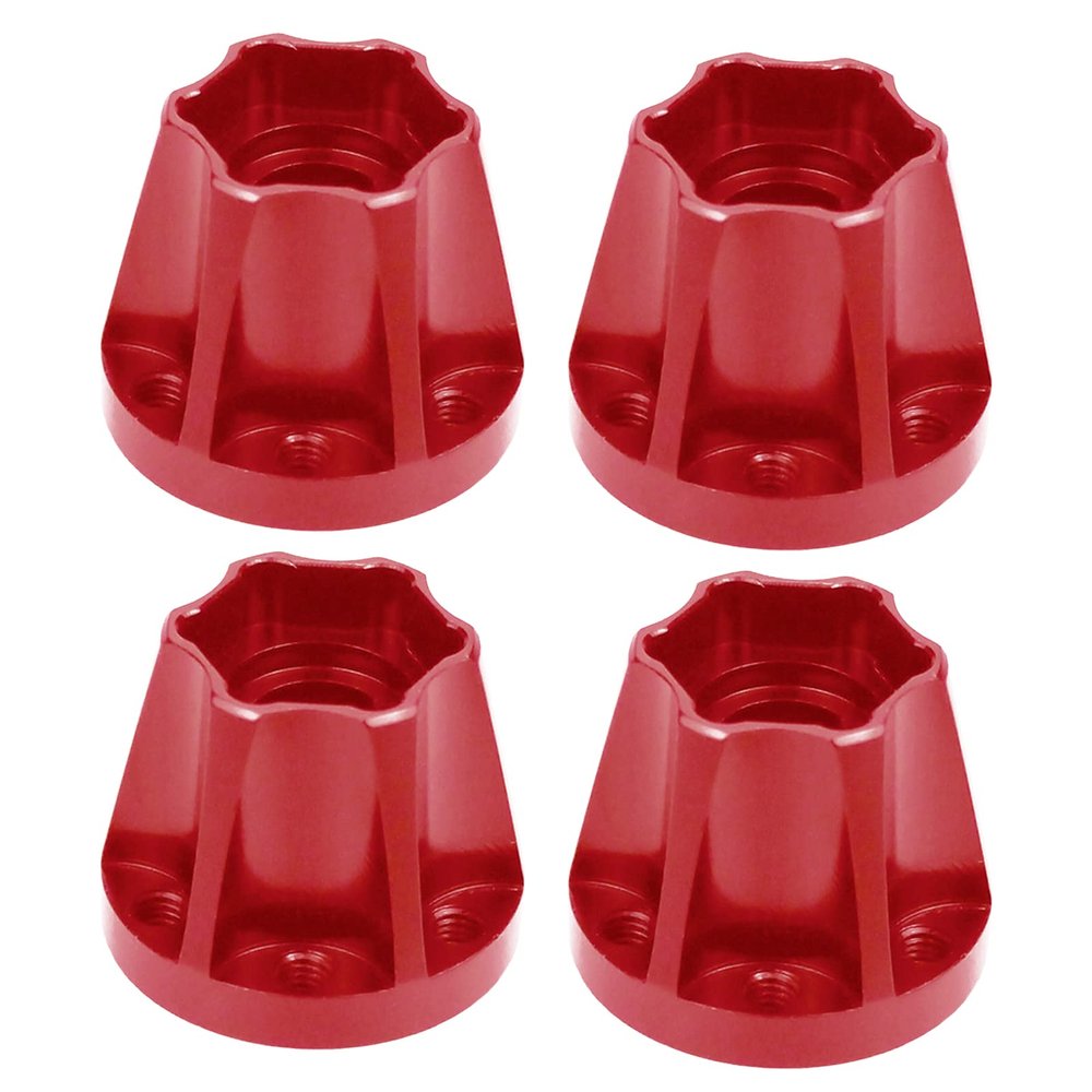 kingsea 4Pcs/Set Aluminum Alloy 12mm Hex Wheel Hub adapters Compatible with Axial Scx10 Trx4 1/10 RC Crawler 1.9inch 2.2inch Wheel Rim (Red, 18mm)