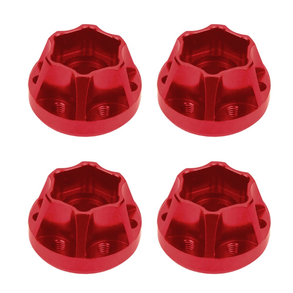 kingsea 4Pcs/Set Aluminum Alloy 12mm Hex Wheel Hub adapters Compatible with Axial Scx10 Trx4 1/10 RC Crawler 1.9inch 2.2inch Wheel Rim (Red, 12mm)