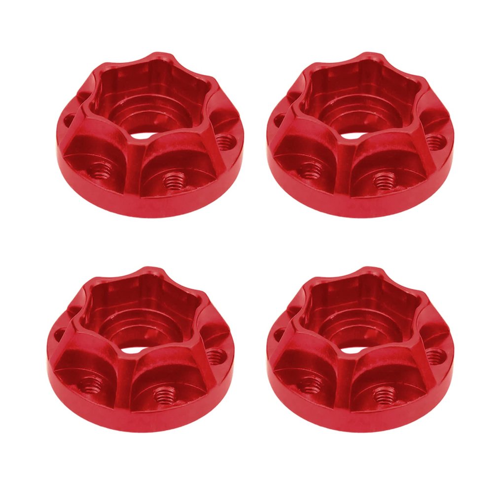 kingsea 4Pcs/Set Aluminum Alloy 12mm Hex Wheel Hub adapters Compatible with Axial Scx10 Trx4 1/10 RC Crawler 1.9inch 2.2inch Wheel Rim (Red, 9mm)
