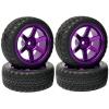 WONFAST 4PCS 1:10 Aluminium Alloy On Road Car 6-Spokes Metal Wheels Rim with Rubber Tires Compatible with 1/10 RC HSP HPI RC Drift Racing Car HSP HPI Parts (S-Purple) view 1
